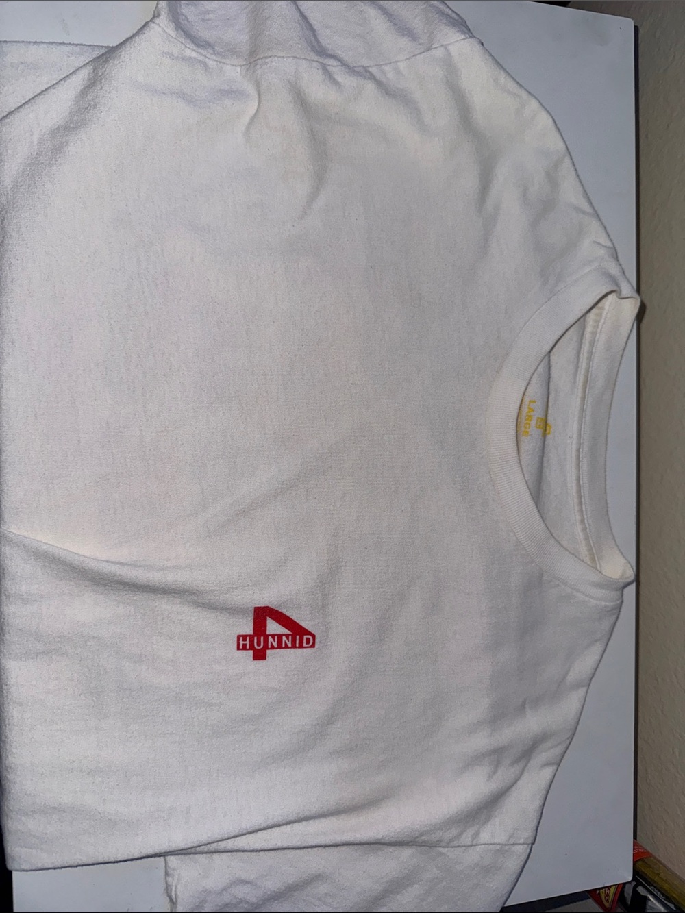 4 Hunnid White Crewneck T-Shirt - Minimal Logo